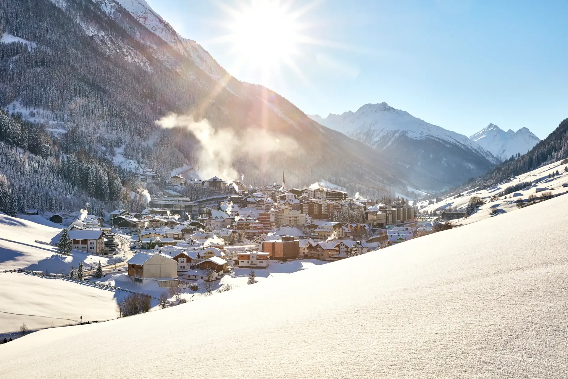 Ortsansicht von Ischgl im Winter